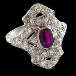 Deco Ruby and Diamond Ring